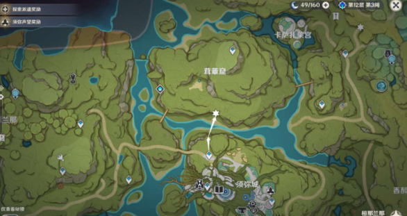 来到须弥城上方传送点，往小地图上方走。